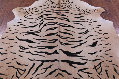 Tiger Animal Print Natural Cowhide Rug - X-Large 7' 6
