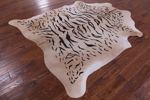 Tiger Animal Print Natural Cowhide Rug - X-Large 7' 6