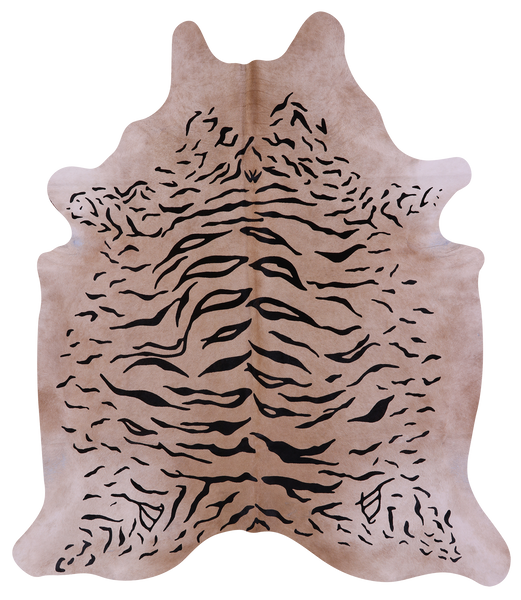Tiger Animal Print Natural Cowhide Rug - XX-Large 7' 8"H x 6' 10"W