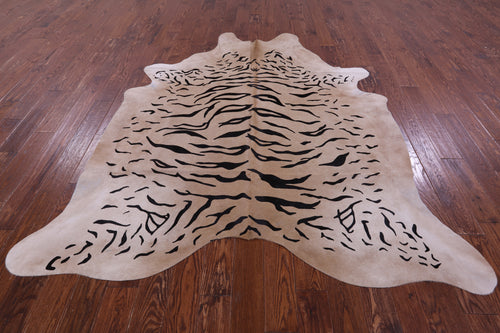 Tiger Animal Print Natural Cowhide Rug - XX-Large 7' 8