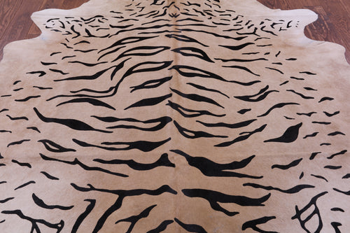 Tiger Animal Print Natural Cowhide Rug - XX-Large 7' 8