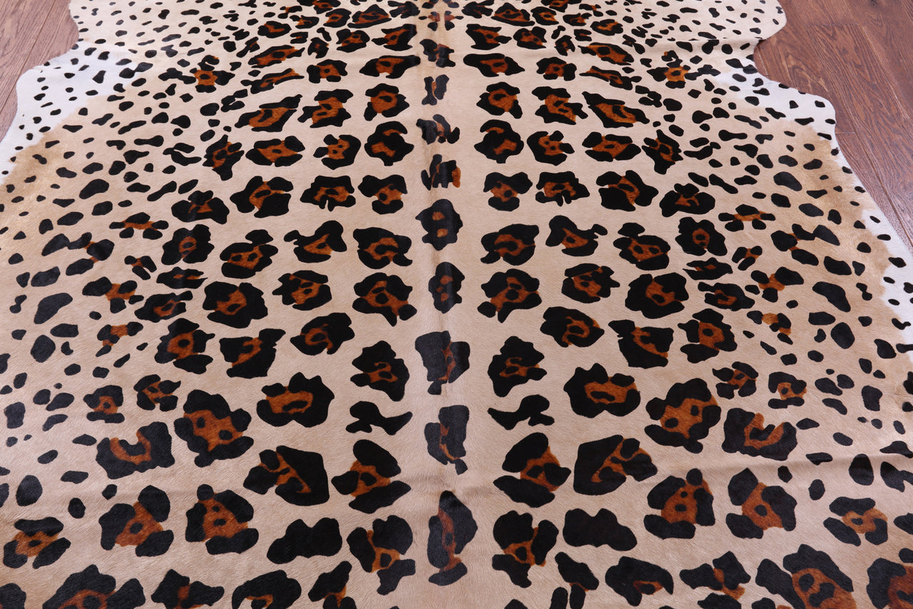 Jaguar Animal Print Natural Cowhide Rug - Large 6' 6"H x 5' 10"W