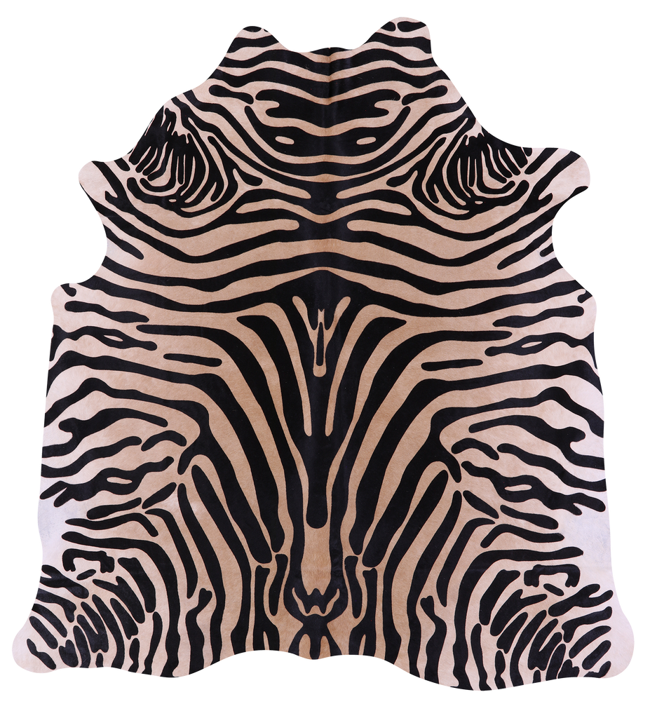 Zebra Animal Print Natural Cowhide Rug - Large 6' 9"H x 6' 5"W