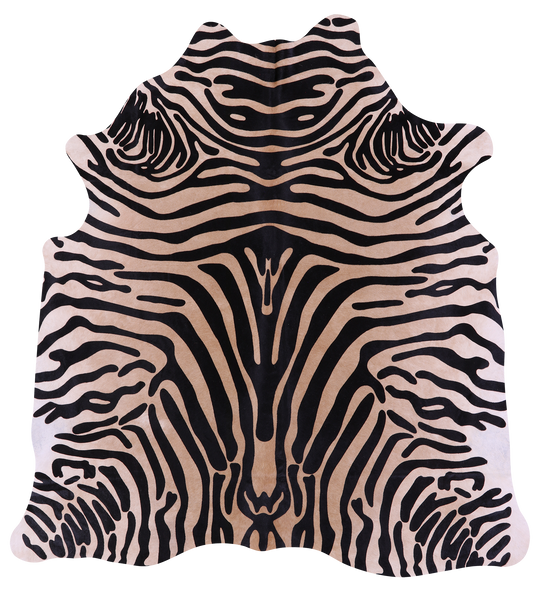 Zebra Animal Print Natural Cowhide Rug - Large 6' 9"H x 6' 5"W