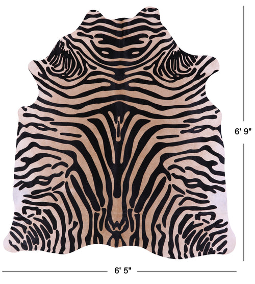 Zebra Animal Print Natural Cowhide Rug - Large 6' 9