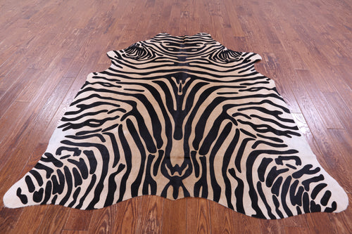Zebra Animal Print Natural Cowhide Rug - Large 6' 9