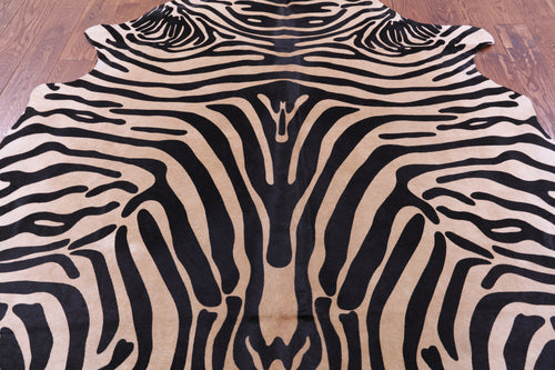 Zebra Animal Print Natural Cowhide Rug - Large 6' 9