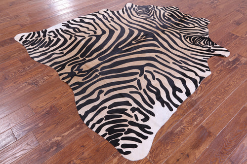 Zebra Animal Print Natural Cowhide Rug - Large 6' 9