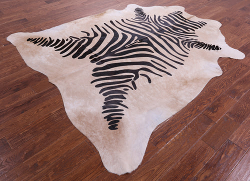 Zebra Animal Print Natural Cowhide Rug - XX-Large 7' 9