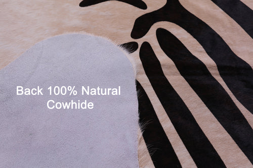Zebra Animal Print Natural Cowhide Rug - XX-Large 7' 9