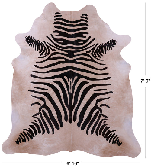 Zebra Animal Print Natural Cowhide Rug - XX-Large 7' 9