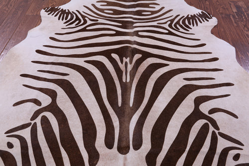 Zebra Animal Print Natural Cowhide Rug - X-Large 7' 0