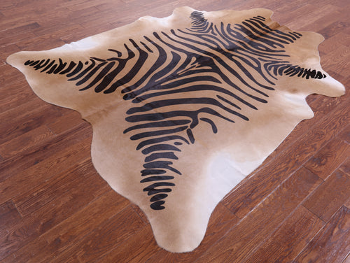 Zebra Animal Print Natural Cowhide Rug - X-Large 7' 6