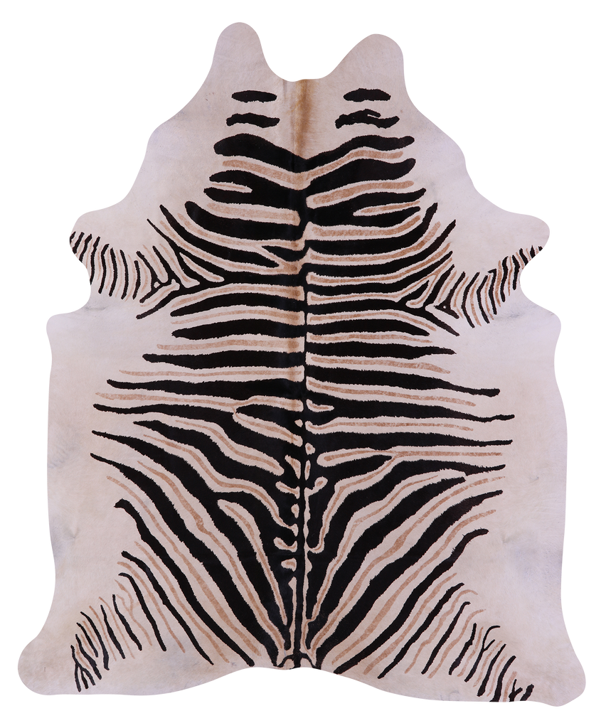Zebra Animal Print Natural Cowhide Rug - XX-Large 8' 1"H x 6' 10"W