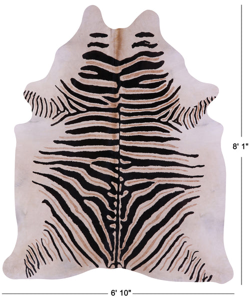 Zebra Animal Print Natural Cowhide Rug - XX-Large 8' 1