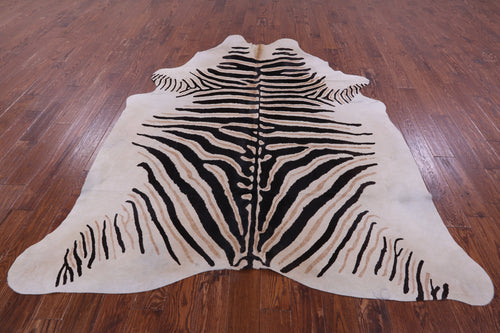 Zebra Animal Print Natural Cowhide Rug - XX-Large 8' 1