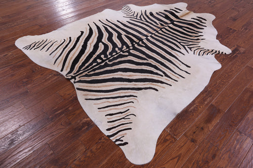 Zebra Animal Print Natural Cowhide Rug - XX-Large 8' 1