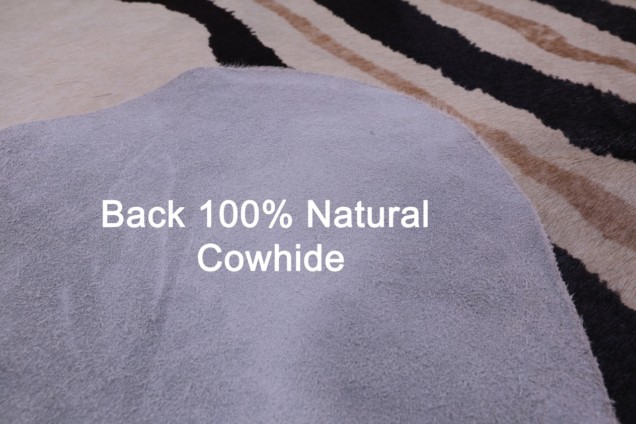 Zebra Animal Print Natural Cowhide Rug - XX-Large 8' 1"H x 6' 10"W