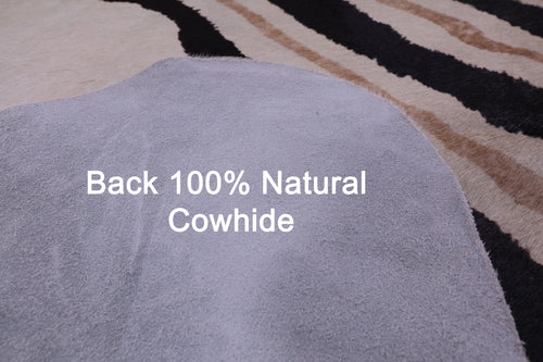 Zebra Animal Print Natural Cowhide Rug - XX-Large 8' 1