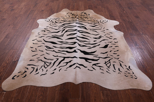 Tiger Animal Print Natural Cowhide Rug - X-Large 7' 5
