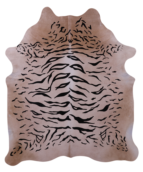 Tiger Animal Print Natural Cowhide Rug - X-Large 7' 5"H x 6' 5"W