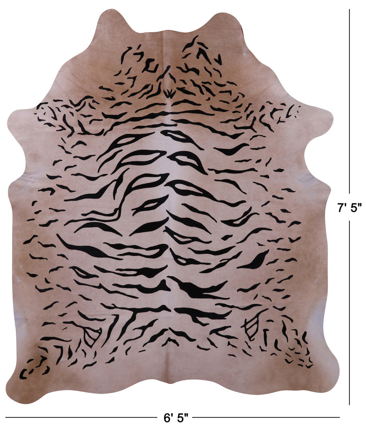 Tiger Animal Print Natural Cowhide Rug - X-Large 7' 5"H x 6' 5"W