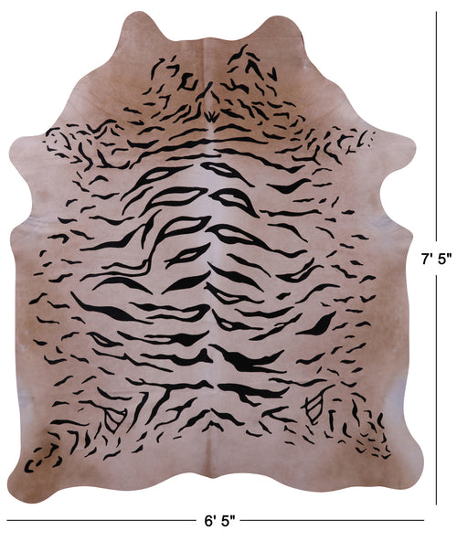 Tiger Animal Print Natural Cowhide Rug - X-Large 7' 5