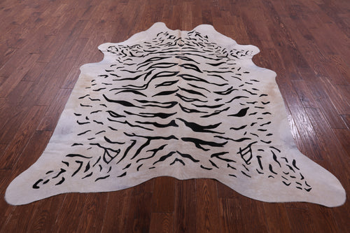 Tiger Animal Print Natural Cowhide Rug - X-Large 7' 3
