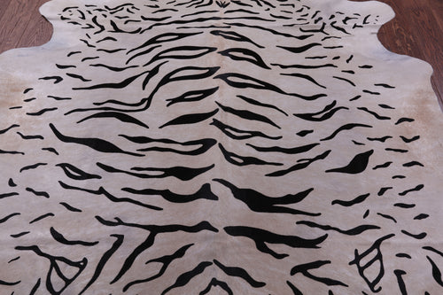 Tiger Animal Print Natural Cowhide Rug - X-Large 7' 3
