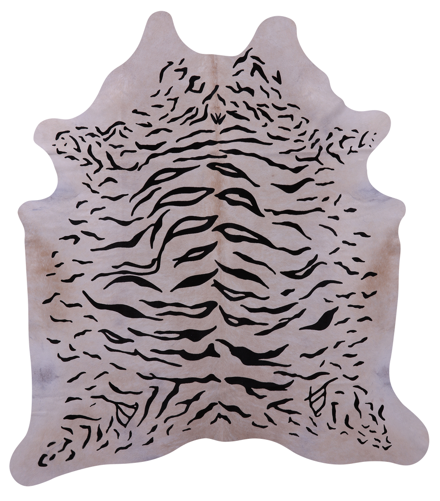 Tiger Animal Print Natural Cowhide Rug - X-Large 7' 3"H x 6' 7"W