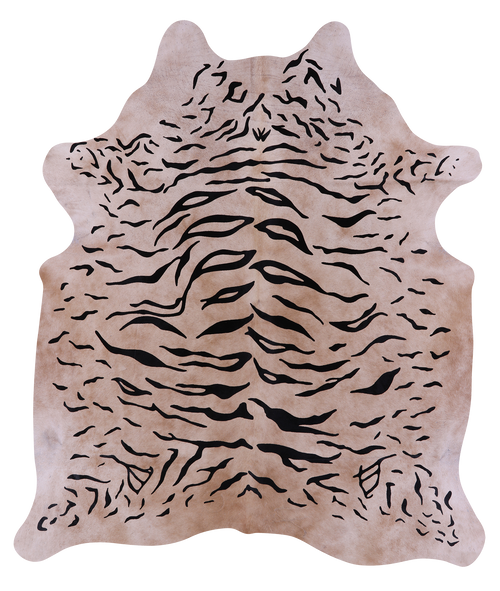 Tiger Animal Print Natural Cowhide Rug - X-Large 7' 2