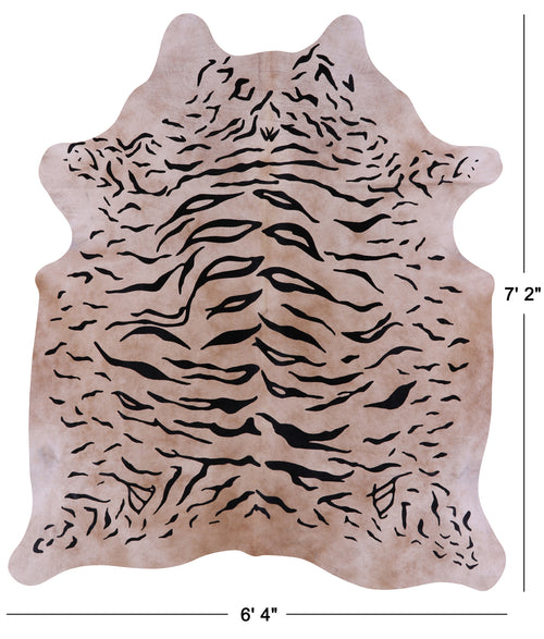 Tiger Animal Print Natural Cowhide Rug - X-Large 7' 2