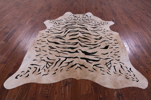 Tiger Animal Print Natural Cowhide Rug - X-Large 7' 2
