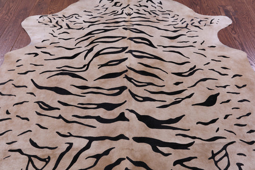 Tiger Animal Print Natural Cowhide Rug - X-Large 7' 2