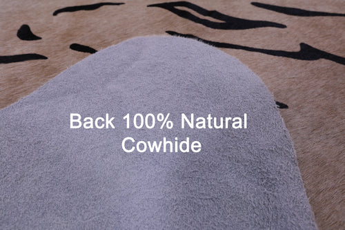 Tiger Animal Print Natural Cowhide Rug - X-Large 7' 2