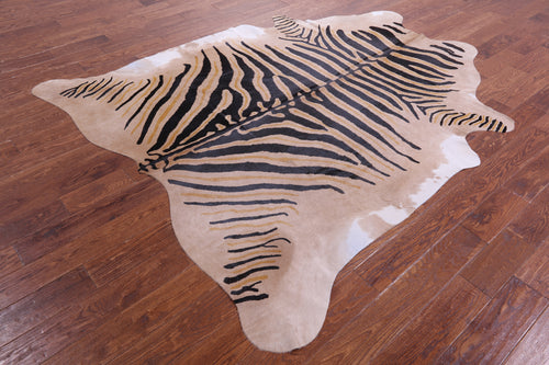 Zebra Animal Print Natural Cowhide Rug - XX-Large 7' 11