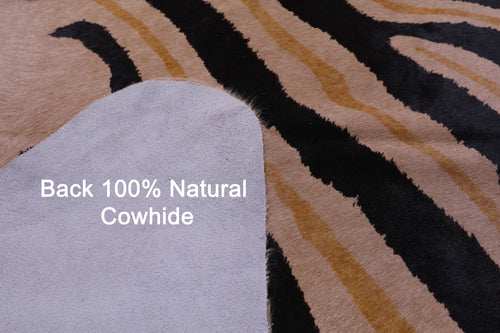 Zebra Animal Print Natural Cowhide Rug - XX-Large 7' 11