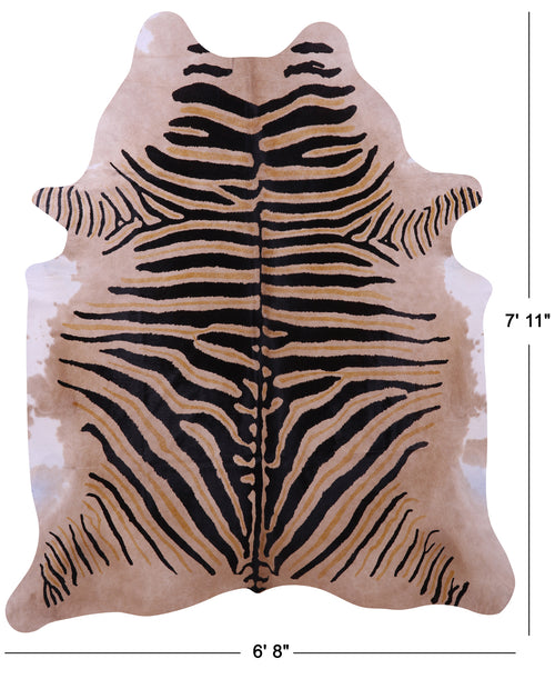 Zebra Animal Print Natural Cowhide Rug - XX-Large 7' 11
