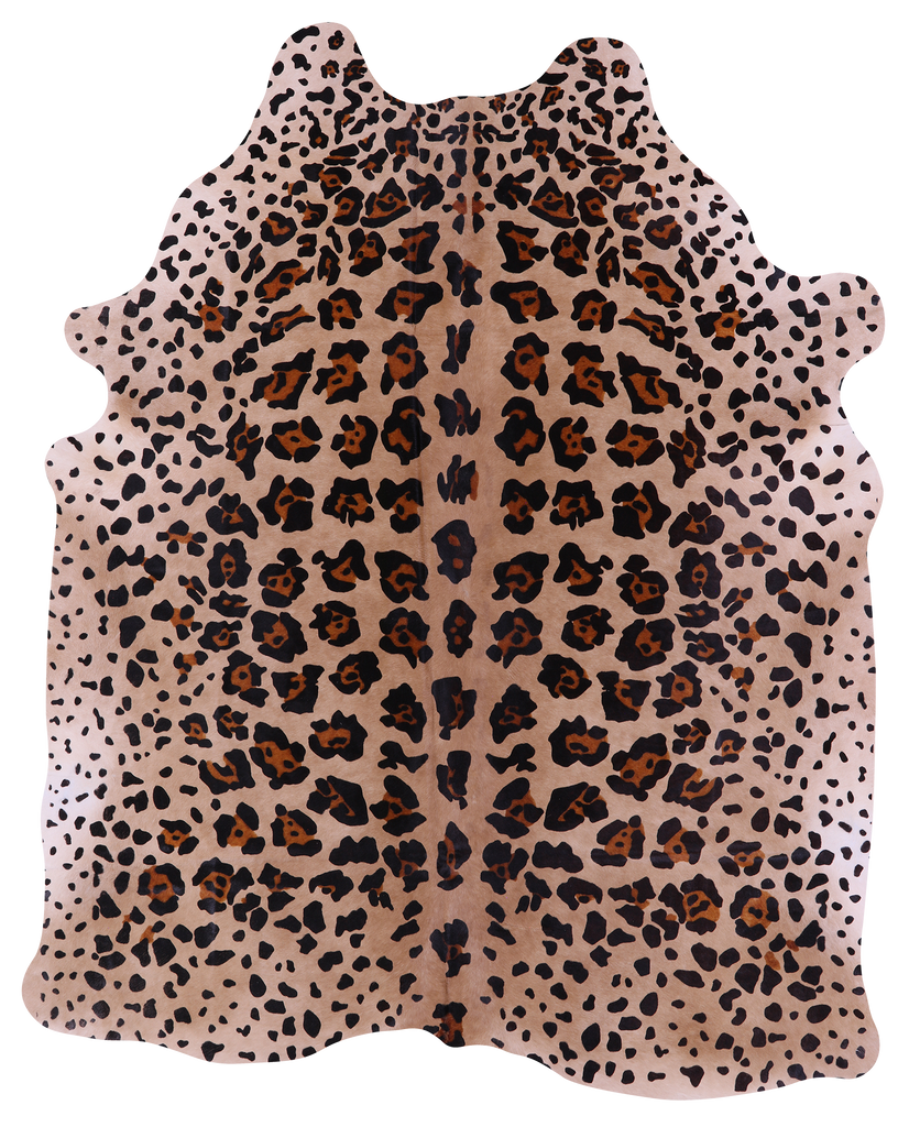 Jaguar Animal Print Natural Cowhide Rug - X-Large 7' 2"H x 6' 0"W