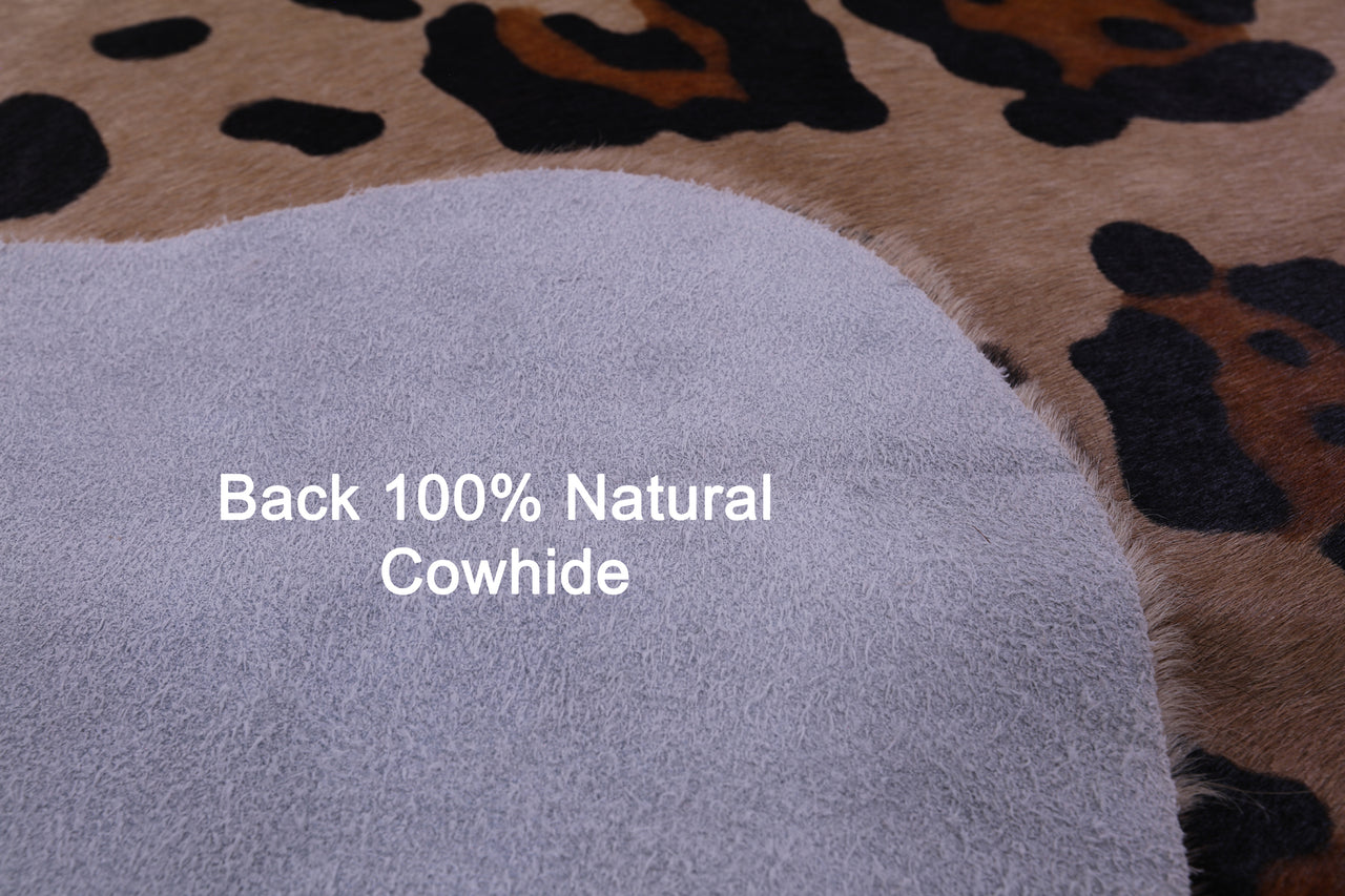 Jaguar Animal Print Natural Cowhide Rug - X-Large 7' 2"H x 6' 0"W