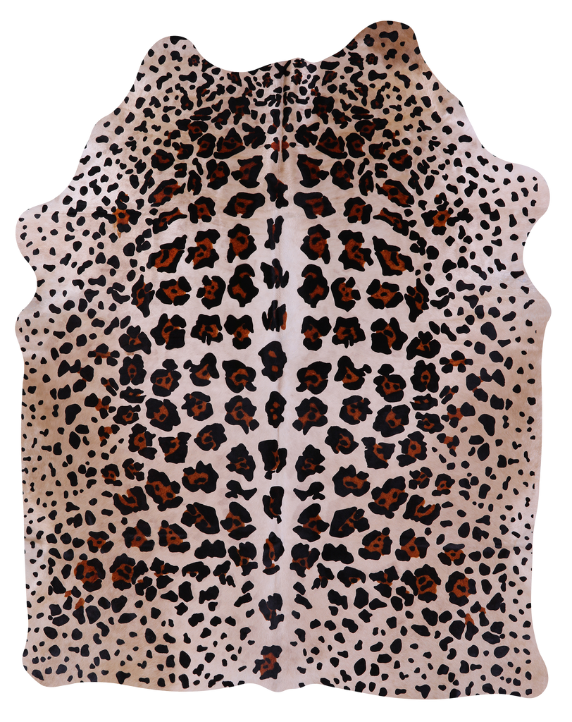 Jaguar Animal Print Natural Cowhide Rug - X-Large 7' 2"H x 5' 9"W
