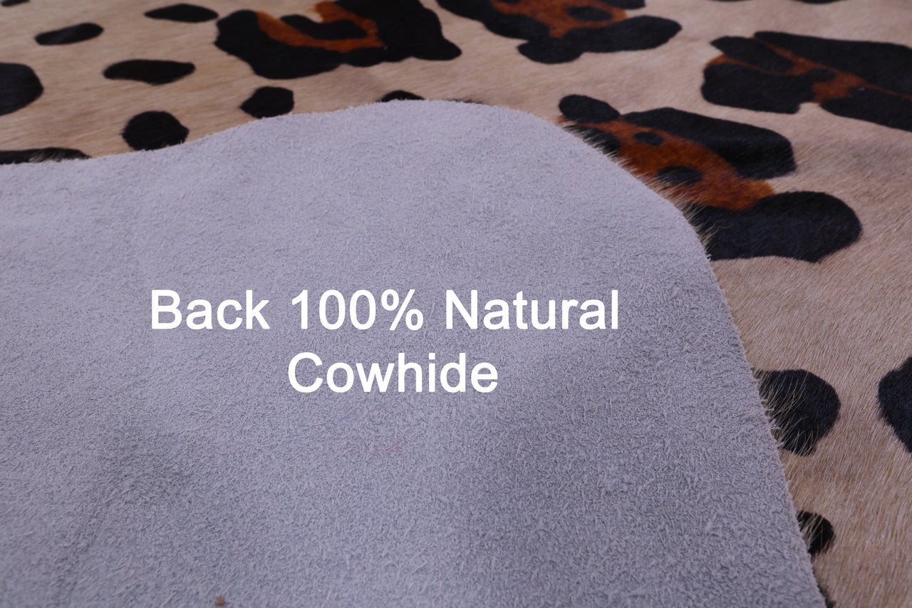 Jaguar Animal Print Natural Cowhide Rug - X-Large 7' 2"H x 5' 9"W