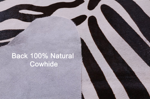 Zebra Animal Print Natural Cowhide Rug - X-Large 7' 5