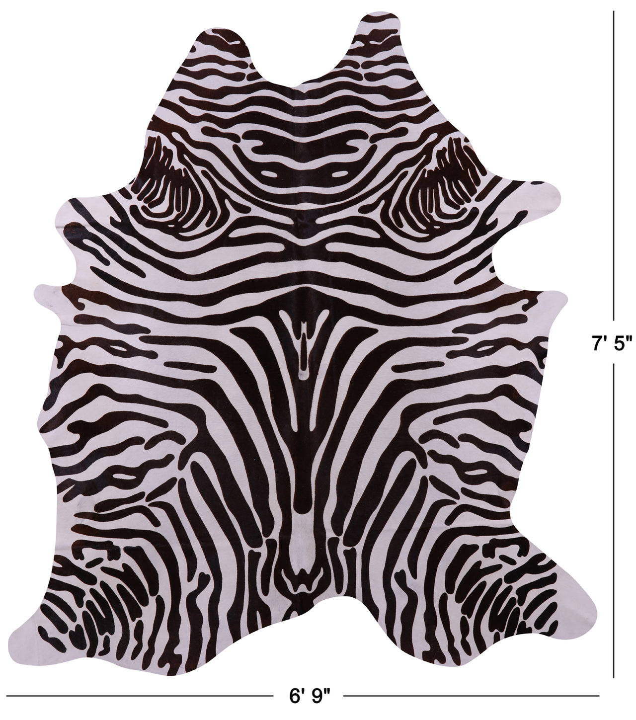 Zebra Animal Print Natural Cowhide Rug - X-Large 7' 5"H x 6' 9"W