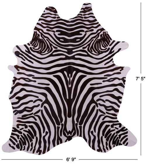 Zebra Animal Print Natural Cowhide Rug - X-Large 7' 5