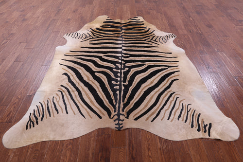 Zebra Animal Print Natural Cowhide Rug - XX-Large 7' 10