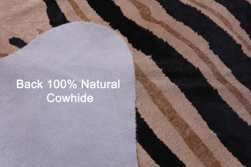 Zebra Animal Print Natural Cowhide Rug - XX-Large 7' 10