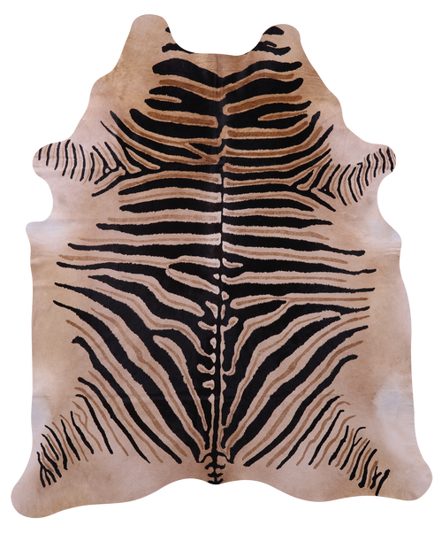 Zebra Animal Print Natural Cowhide Rug - XX-Large 7' 10