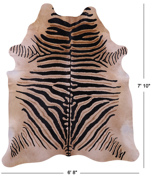 Zebra Animal Print Natural Cowhide Rug - XX-Large 7' 10