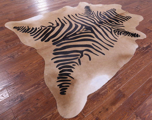 Zebra Animal Print Natural Cowhide Rug - XX-Large 7' 9
